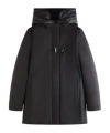 Fay Hooded Black Jacket With Quilted Detailing And Toggle Closure In Black