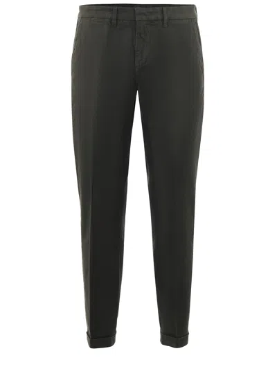 Fay Gabardine Trousers In Verde Militare