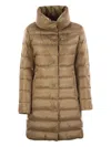 Fay Long Down Jacket With Hook In Brown