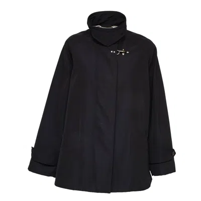 Fay Gancio Button-up Pocket Peacoat In Black