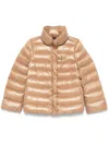 Fay Beige Glossy Quilted Down Jacket In Brown
