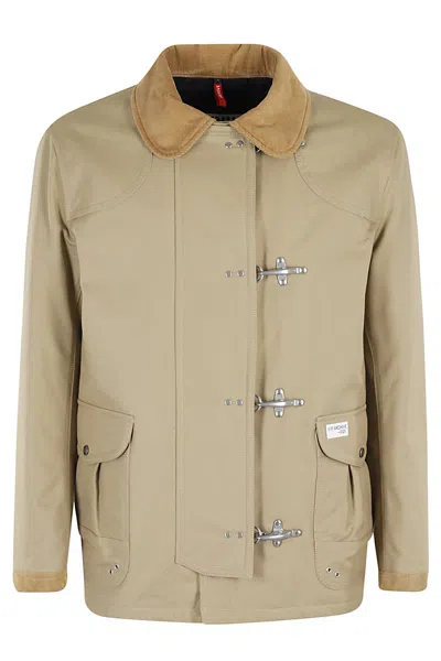 Fay 4 Hooks Archive Padded Jacket In Beige