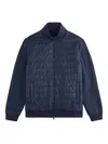 Fay Quilted Front Panel Smooth Fabric Jacket In Blue