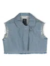 Shop Fay Gilet Denim Con Frange In Blue