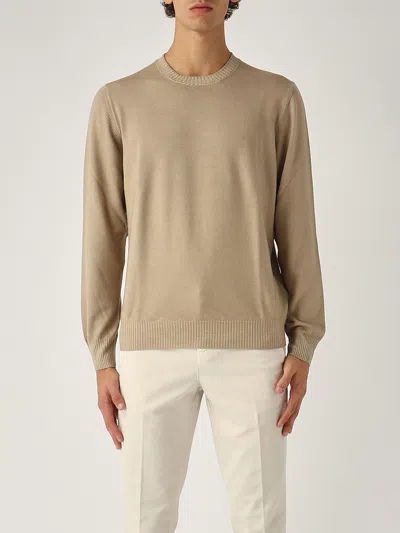 Fay Girocollo Tinta In Capo Sweater In Beige