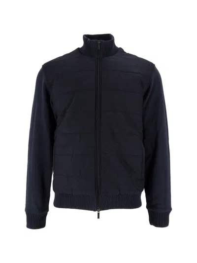Fay Zip-up Ribbed Quilted Jacket In Blue