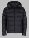 Fay Horizontal Quilted Hooded Polyamide Down Jacket In Black