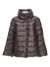 Fay Glossy Brown Puffer Jacket With High Collar In Brown