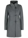 Fay Romantic Coat In Melange Wool Cloth In Gray