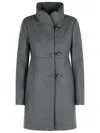 Fay Romantic Coat In Melange Wool Cloth In Gray