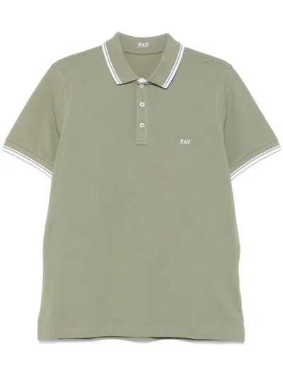 Fay Green Contrasting Collar Polo