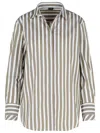 Fay Tailored Cotton Shirt With Vertical Stripes In Green