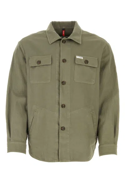 Fay Cotton Blend Shirt With Chest Pockets In Green