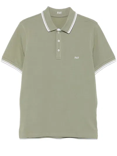 FAY GREEN COTTON PIQUE POLO SHIRT