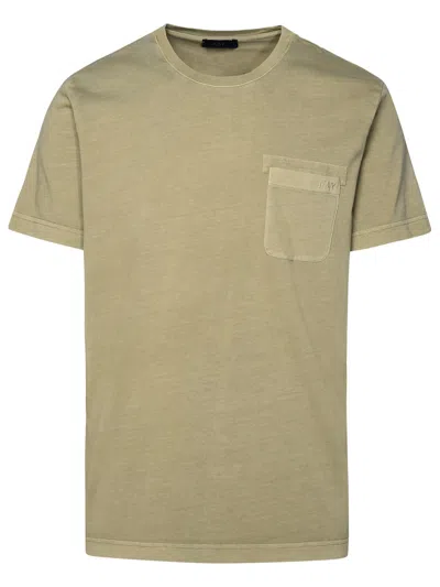 Fay Green Cotton T-shirt Man In Verde Salvia