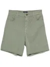 Fay Denim Shorts In Cotton With Logo Patch In Green