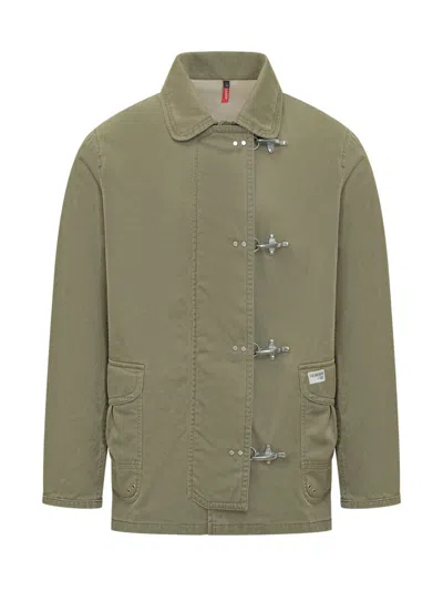 Fay Green Solid Shirt Collar Jacket
