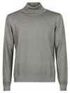 Fay Grey Fitted Virgin Wool Turtleneck Sweater In Gray