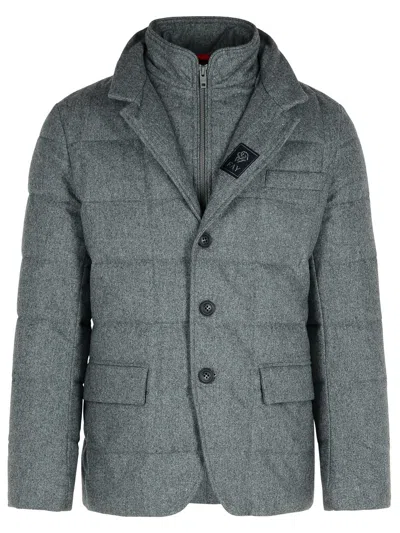 FAY FAY GREY VIRGIN WOOL JACKET MEN