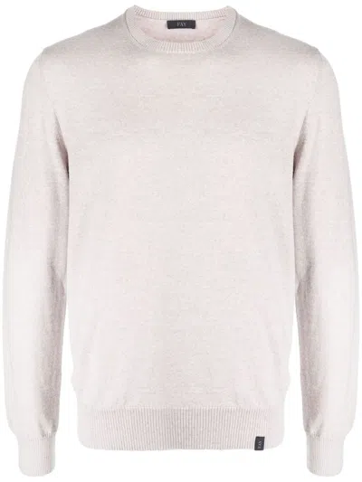 Fay Crew-neck Long-sleeve Jumper In Neutro