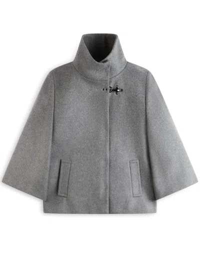 Fay Grey Wool Blend Fabric Cape In Grigio