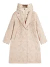 Fay Double Front Coat In Wool And Mohair Herringbone In Neutral