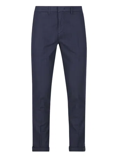 Fay Herringbone-pattern Trousers In Blue