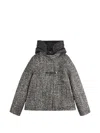 Fay Herringbone Toggle Coat In Black