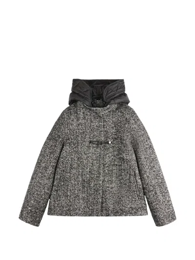 Fay Herringbone Toggle Coat In Black