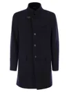 Fay Herringbone Wool Blend Coat In Blue