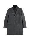Fay Tailored Three-button Coat With Herringbone Pattern And Padded Insert In Gray