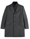 Fay Tailored Three-button Coat With Herringbone Pattern And Padded Insert In Gray