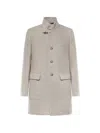 Fay Herringbone-pattern Hook-fastening Coat In Multi