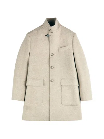 Fay Herringbone-pattern Single-breasted Coat In Neutrals