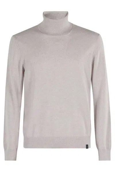 Fay High-neck Chrome Sweater With Design In Gray