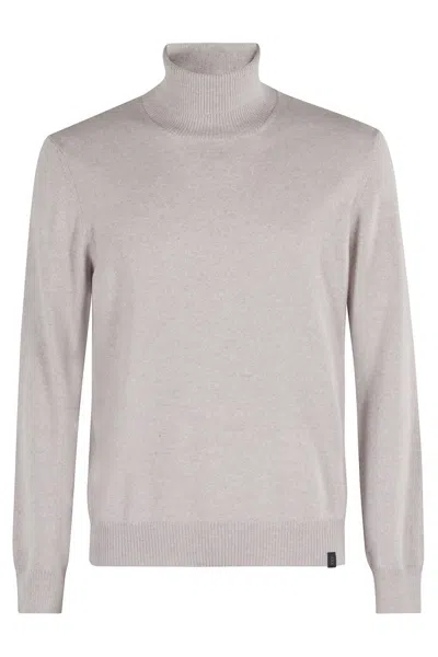Fay High-neck Chrome Sweater With Design In Gray