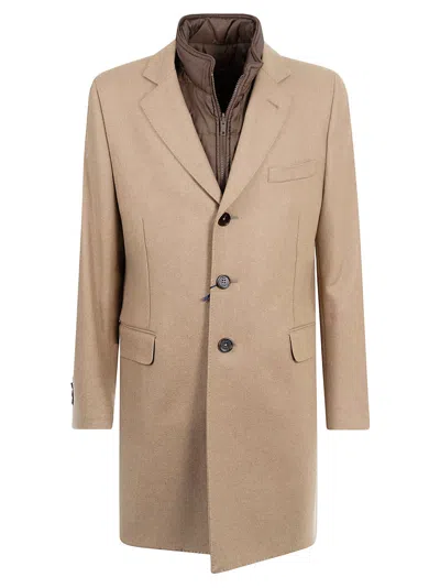 Fay Double Wool Coat In Camel