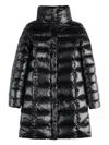 Fay Mid-length Quilted Down Jacket With High Collar In Black
