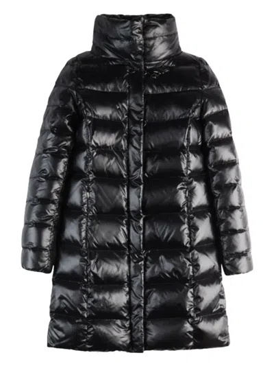 Fay Mid-length Quilted Down Jacket With High Collar In Black