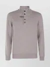 Fay High Neck Sweater Button Detailing In Gray