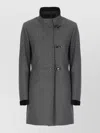 Fay Grey Solid Mandarin Collar Trench Coat In Gray