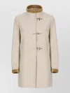 Fay Beige Solid Band Collar Trench Coat In Brown