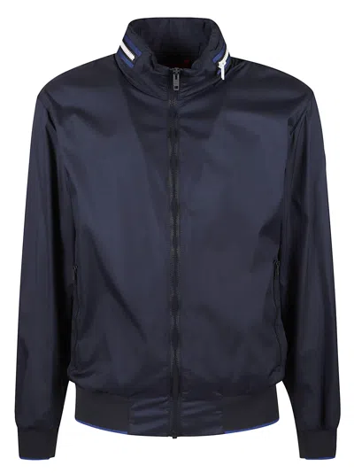 Fay High-neck Zipped Track Jacket In Blu Navy