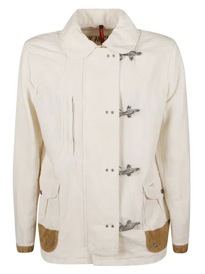 Fay High-neck Zipped Track Jacket In Beige