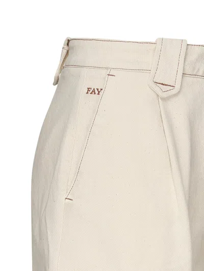 Fay High Waist Cream Cuffed Shorts