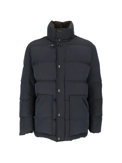 Fay High-neck Quilted Down Jacket In Blue