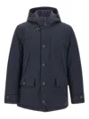 Fay Men Short Parka In Technical Gabardine In Black