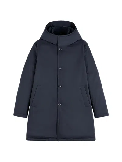 Fay Hooded Button-up Coat In Black