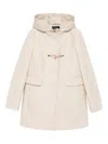 Fay Hooded Coat With Flap Pockets And Quilted Detail In Neutral