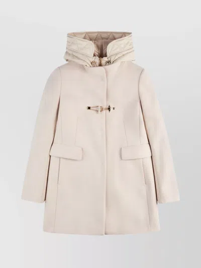 FAY HOODED COAT WITH FLAP POCKETS AND QUILTED DETAIL